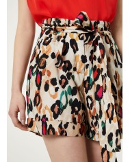 short multicolor donna con cintura sur ton e risvolti | LIU JO short multicolor donna con cintura sur ton e risvolti | LIU JO