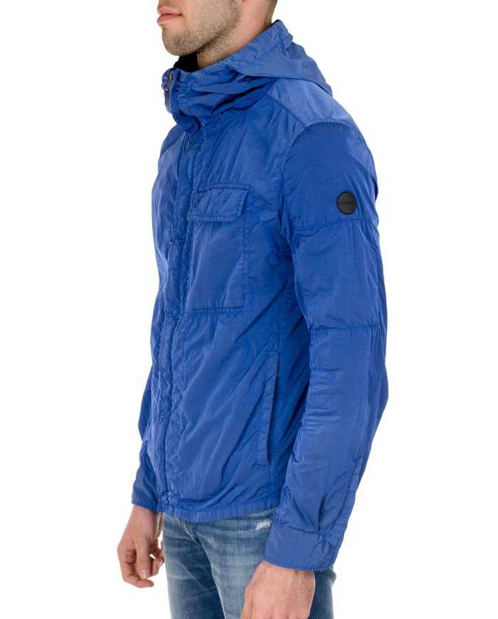giacca a vento royal da uomo con logo gommato in ricamo | HOMEWARD giacca a vento royal da uomo con logo gommato in ricamo | HOMEWARD