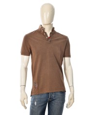 polo marrone da uomo con dettagli ricamati sul capo | BOB