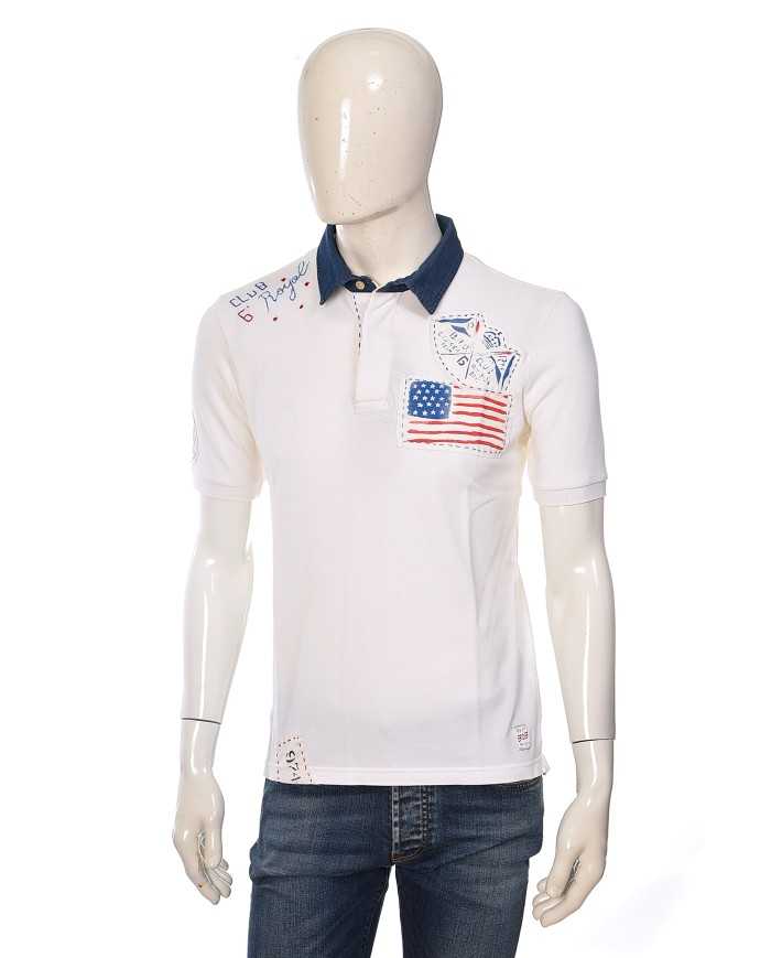 BOB Company Polo Uomo Luis Cotone Ricamata Blu Bianca America P-TI ... BOB Company Polo Uomo Luis Cotone Ricamata Blu Bianca America P-TI ...