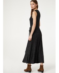 vestito lungo nero lux donna con corpetto incrociato | LIU JO vestito lungo nero lux donna con corpetto incrociato | LIU JO