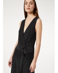 vestito lungo nero lux donna con corpetto incrociato | LIU JO vestito lungo nero lux donna con corpetto incrociato | LIU JO