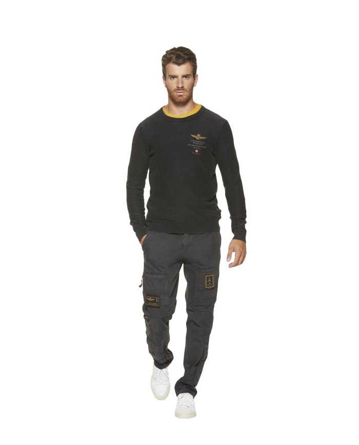 AERONAUTICA MILITARE Maglia Uomo MA1158 A-TI Cotone Blu Verde Giall...