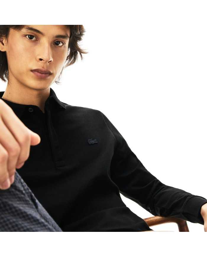 Polo noir da uomo con finiture e logo ricamo | LACOSTE