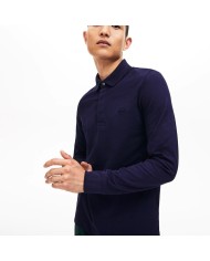 Polo bleu marine da uomo con finiture e logo ricamo | LACOSTE