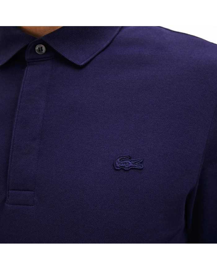 Polo bleu marine da uomo con finiture e logo ricamo | LACOSTE