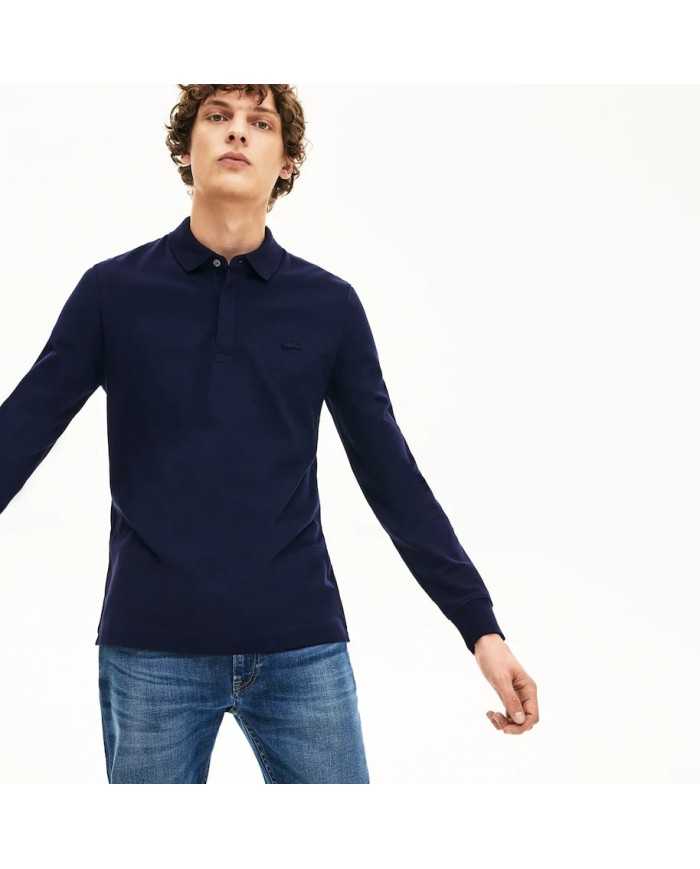 Polo bleu marine da uomo con finiture e logo ricamo | LACOSTE