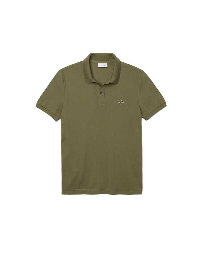 polo verde cachi da uomo con logo ricamato davanti | LACOSTE polo verde cachi da uomo con logo ricamato davanti | LACOSTE