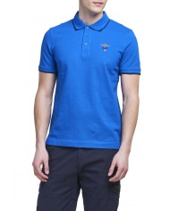 AERONAUTICA MILITARE Polo Uomo PO1308 P-ES Cotone Bianca Celeste Nu...