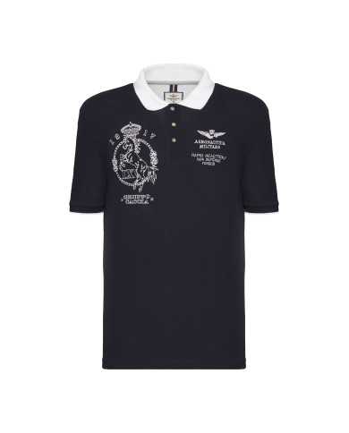 Polo blu navy uomo con ricami e logo | AERONATUTICA MILITARE Polo blu navy uomo con ricami e logo | AERONATUTICA MILITARE