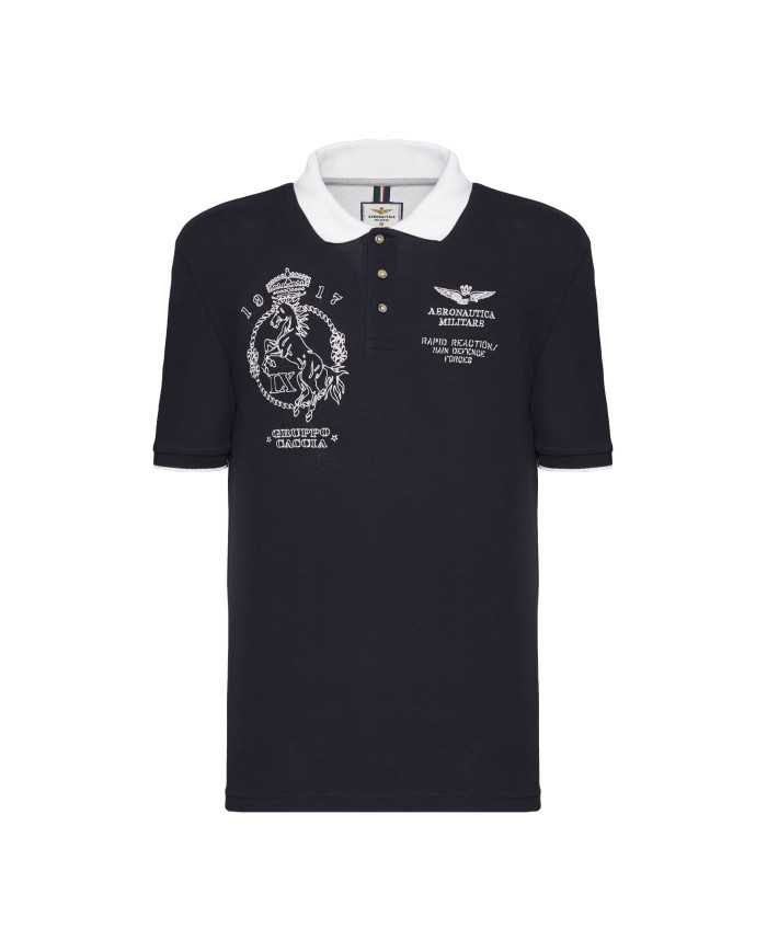Polo blu navy uomo con ricami e logo | AERONATUTICA MILITARE Polo blu navy uomo con ricami e logo | AERONATUTICA MILITARE