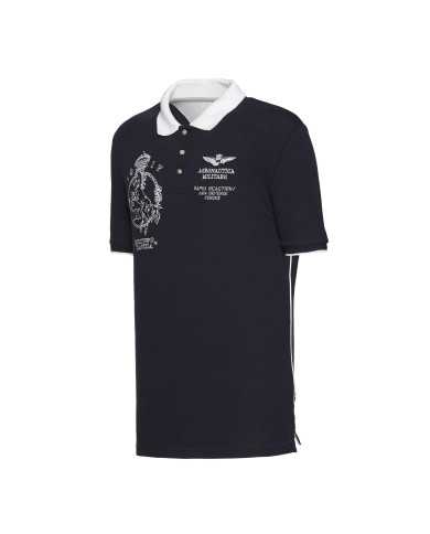 Polo blu navy uomo con ricami e logo | AERONATUTICA MILITARE Polo blu navy uomo con ricami e logo | AERONATUTICA MILITARE