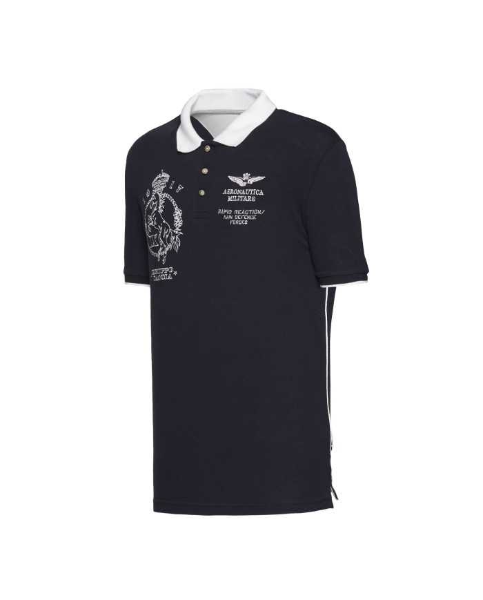 Polo blu navy uomo con ricami e logo | AERONATUTICA MILITARE Polo blu navy uomo con ricami e logo | AERONATUTICA MILITARE