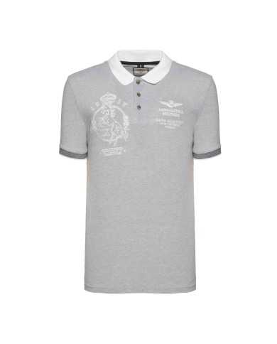 Polo grey/melange scuro uomo con ricami e logo | AERONATUTICA MILITARE Polo grey/melange scuro uomo con ricami e logo | AERONATUTICA MILITARE