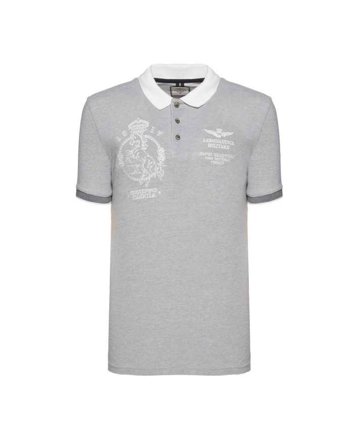 Polo grey/melange scuro uomo con ricami e logo | AERONATUTICA MILITARE Polo grey/melange scuro uomo con ricami e logo | AERONATUTICA MILITARE