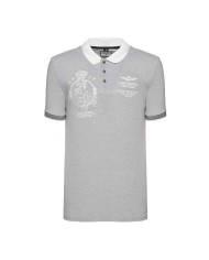 Polo grey/melange scuro uomo con ricami e logo | AERONATUTICA MILITARE