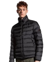 piumino nero da uomo a collo alo con nastro portalogo | COLMAR piumino nero da uomo a collo alo con nastro portalogo | COLMAR