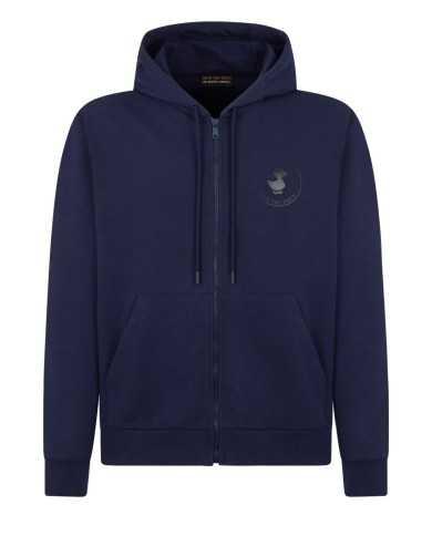 felpa con cappuccio blu da uomo con logo stampato | SAVE THE DUCK felpa con cappuccio blu da uomo con logo stampato | SAVE THE DUCK