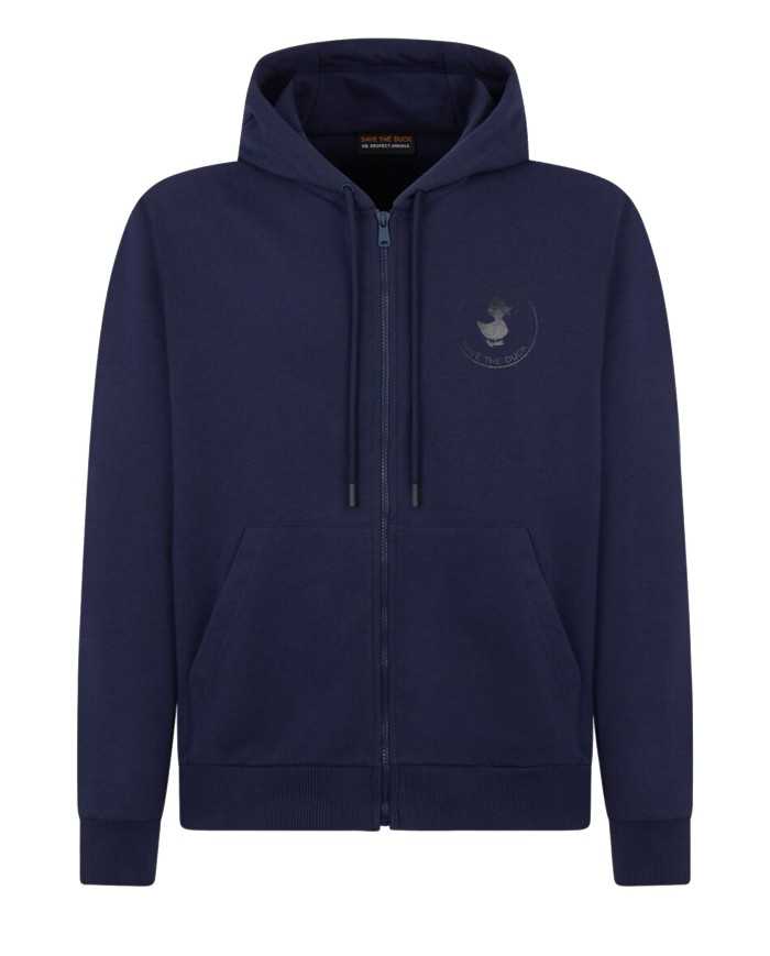 felpa con cappuccio blu da uomo con logo stampato | SAVE THE DUCK felpa con cappuccio blu da uomo con logo stampato | SAVE THE DUCK