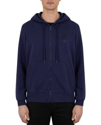 felpa con cappuccio blu da uomo con logo stampato | SAVE THE DUCK felpa con cappuccio blu da uomo con logo stampato | SAVE THE DUCK