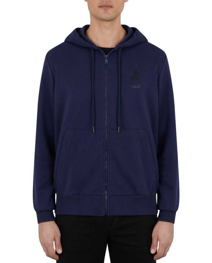 felpa con cappuccio blu da uomo con logo stampato | SAVE THE DUCK felpa con cappuccio blu da uomo con logo stampato | SAVE THE DUCK