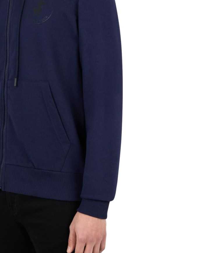 felpa con cappuccio blu da uomo con logo stampato | SAVE THE DUCK felpa con cappuccio blu da uomo con logo stampato | SAVE THE DUCK