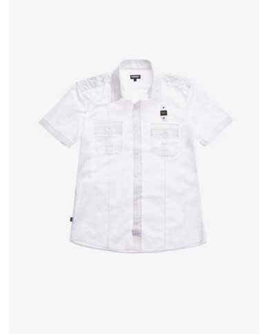 camicia bianco ottico da uomo logato sul petto | BLAUER camicia bianco ottico da uomo logato sul petto | BLAUER
