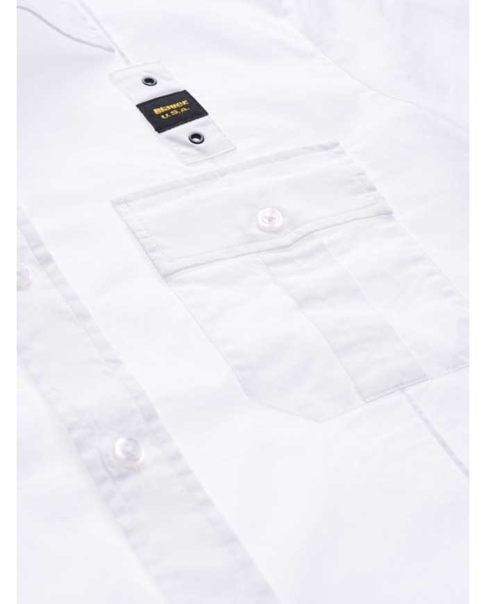camicia bianco ottico da uomo logato sul petto | BLAUER camicia bianco ottico da uomo logato sul petto | BLAUER