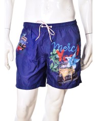 costume mare blu da uomo con lacci logati e stampe | BOB costume mare blu da uomo con lacci logati e stampe | BOB