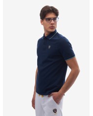 Polo blu cadetto da uomo con spacchi e logo ricamati | BLAUER Polo blu cadetto da uomo con spacchi e logo ricamati | BLAUER