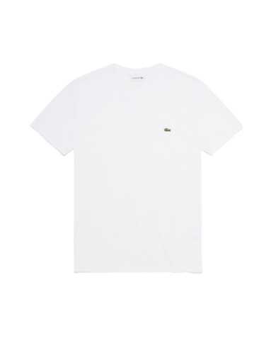 t-shirt bianca da uomo con scollo a v e logo ricamato | LACOSTE t-shirt bianca da uomo con scollo a v e logo ricamato | LACOSTE