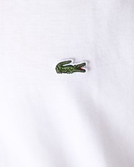 t-shirt bianca da uomo con scollo a v e logo ricamato | LACOSTE