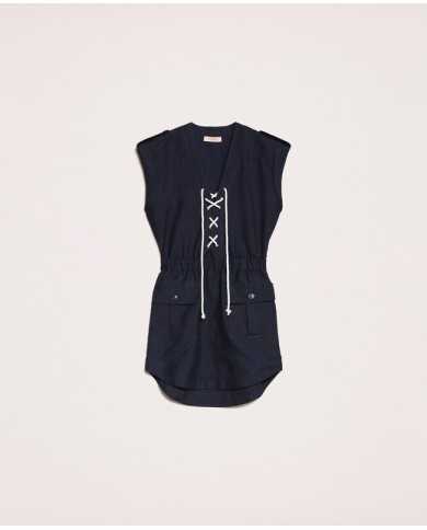 abito blu notte da donna con corda intrecciata e alamari | TWINSET abito blu notte da donna con corda intrecciata e alamari | TWINSET