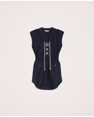 abito blu notte da donna con corda intrecciata e alamari | TWINSET abito blu notte da donna con corda intrecciata e alamari | TWINSET