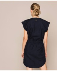 abito blu notte da donna con corda intrecciata e alamari | TWINSET abito blu notte da donna con corda intrecciata e alamari | TWINSET