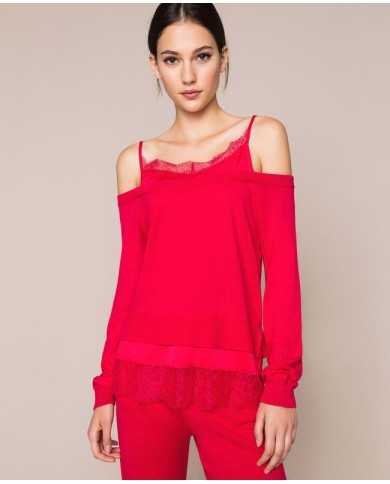 maglia amarena da donna effetto doppio capo | TWINSET maglia amarena da donna effetto doppio capo | TWINSET