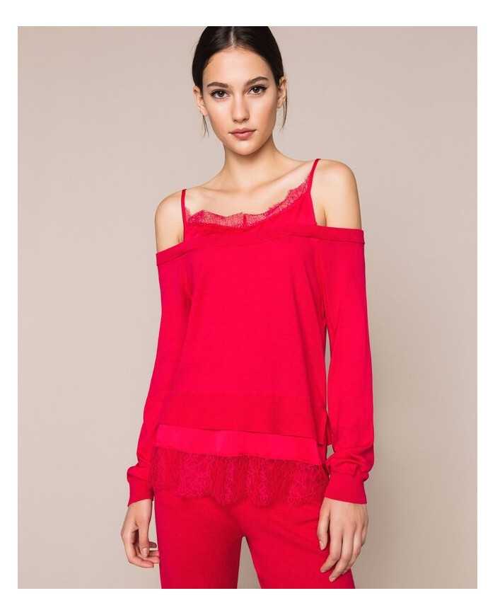 maglia amarena da donna effetto doppio capo | TWINSET maglia amarena da donna effetto doppio capo | TWINSET