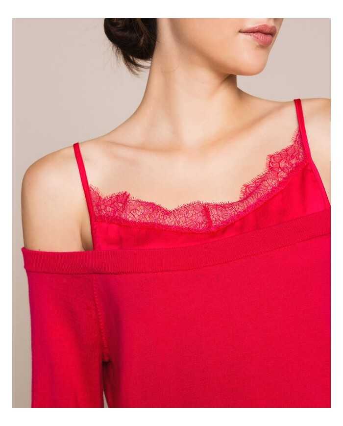 maglia amarena da donna effetto doppio capo | TWINSET maglia amarena da donna effetto doppio capo | TWINSET