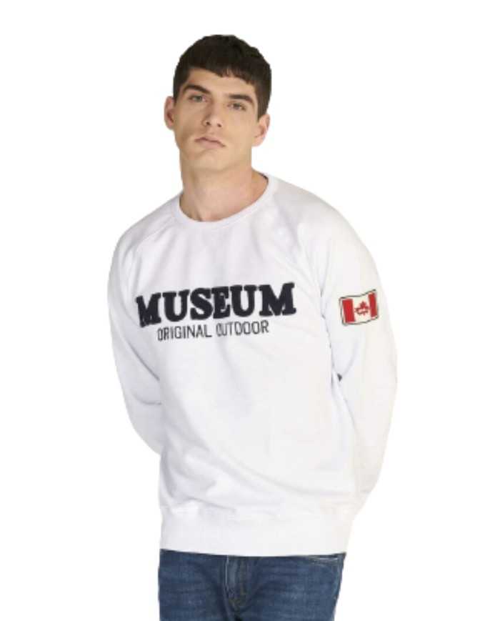 MUSEUM Felpa Uomo Twirl Cotone Logo Ricamato Girocollo Bianca Rossa... MUSEUM Felpa Uomo Twirl Cotone Logo Ricamato Girocollo Bianca Rossa...