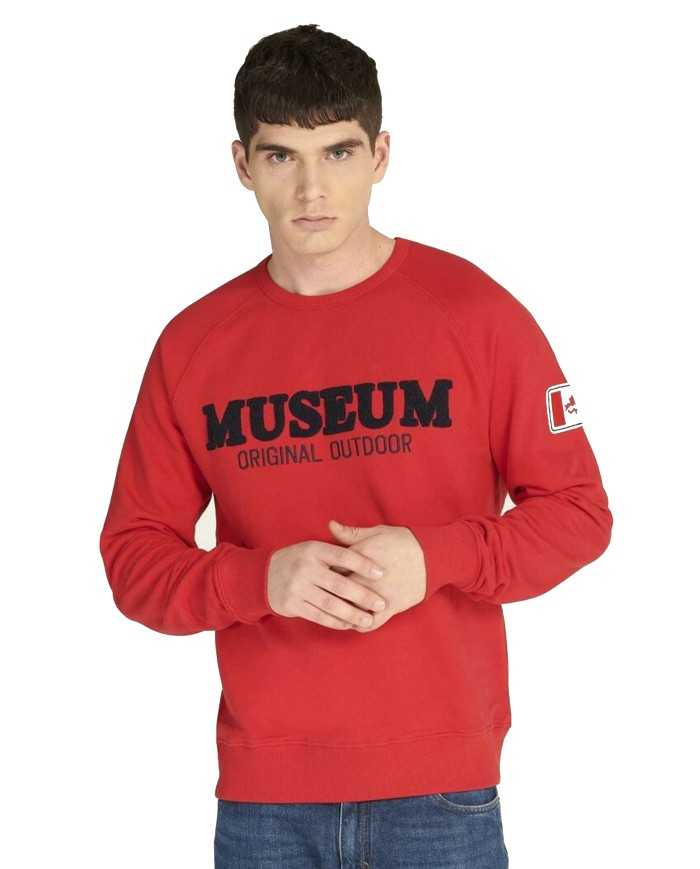 MUSEUM Felpa Uomo Twirl Cotone Logo Ricamato Girocollo Bianca Rossa... MUSEUM Felpa Uomo Twirl Cotone Logo Ricamato Girocollo Bianca Rossa...