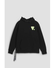 felpa nera uomo con portachiavi con moschettone | VALVOLA felpa nera uomo con portachiavi con moschettone | VALVOLA