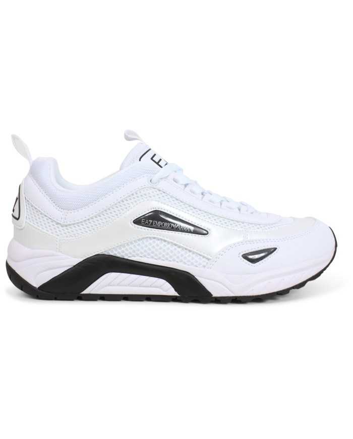 sneakers bianche da uomo con dettagli e loghi gommati neri | EA7 sneakers bianche da uomo con dettagli e loghi gommati neri | EA7