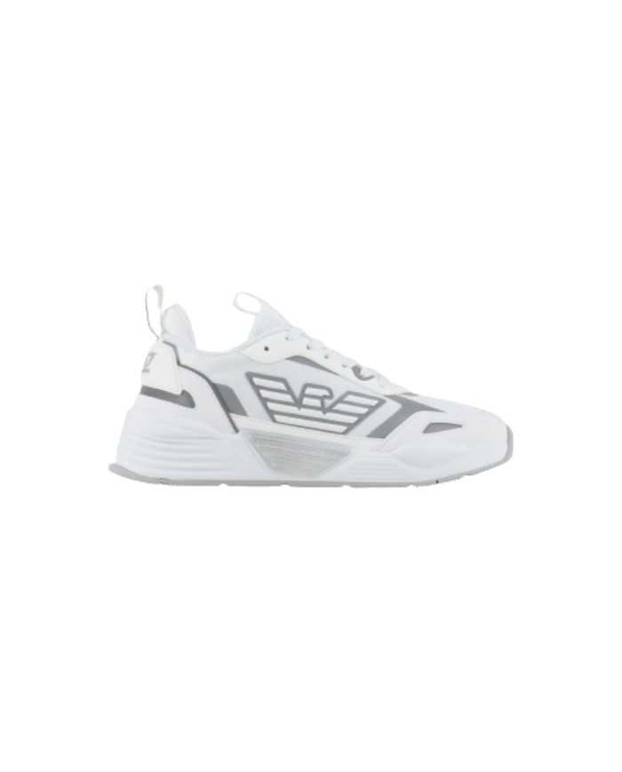 sneakers bianche e argento da uomo con loghi impressi | EA7 sneakers bianche e argento da uomo con loghi impressi | EA7
