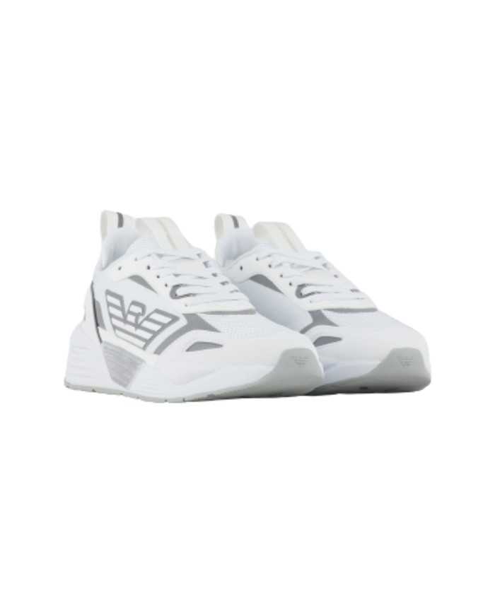 sneakers bianche e argento da uomo con loghi impressi | EA7 sneakers bianche e argento da uomo con loghi impressi | EA7