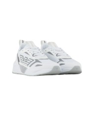 sneakers bianche e argento da uomo con loghi impressi | EA7