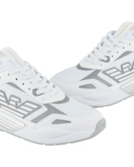 sneakers bianche e argento da uomo con loghi impressi | EA7
