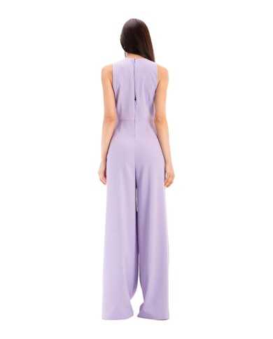 tuta smanicata viola da donna con spilla floreale rimovibile | PINKO