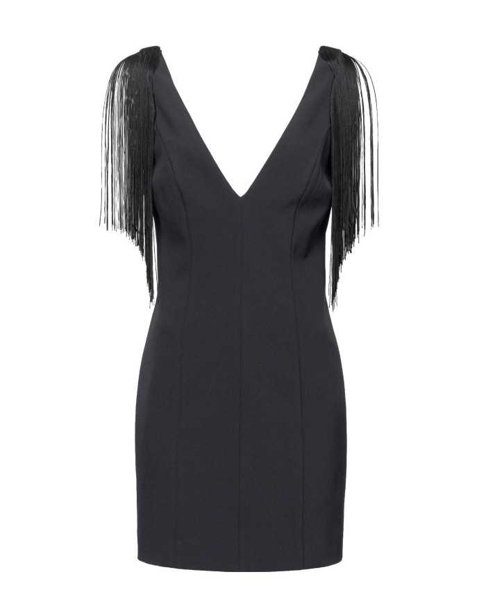 mini abito senza maniche nero limousine da donna con frange | PINKO mini abito senza maniche nero limousine da donna con frange | PINKO