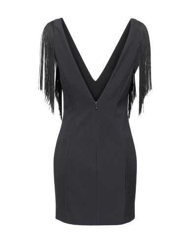 mini abito senza maniche nero limousine da donna con frange | PINKO mini abito senza maniche nero limousine da donna con frange | PINKO