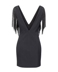 mini abito senza maniche nero limousine da donna con frange | PINKO